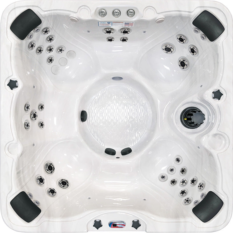 American Spas AMZ745B 7-Person 45-Jet Premium Acrylic Bench Spa Standard Hot Tub with Ozonator and Bluetooth Sound System