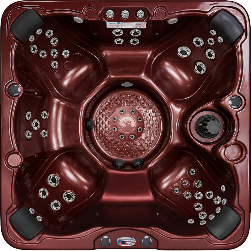 American Spas AMZ756B 7-Person 56-Jet Premium Acrylic Bench Spa Standard Hot Tub with Bluetooth Sound System and LED Waterfall