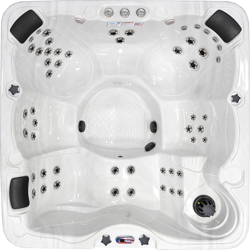 American Spas AMZ756L 6-Person 56-Jet Premium Acrylic Lounge Spa Standard Hot Tub with Bluetooth Sound System and LED Waterfall