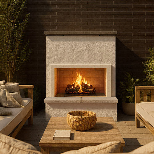 Cal Flame Monterey-Modern Outdoor Gas Fireplace W/ Bottom Mantel FRP-901-2