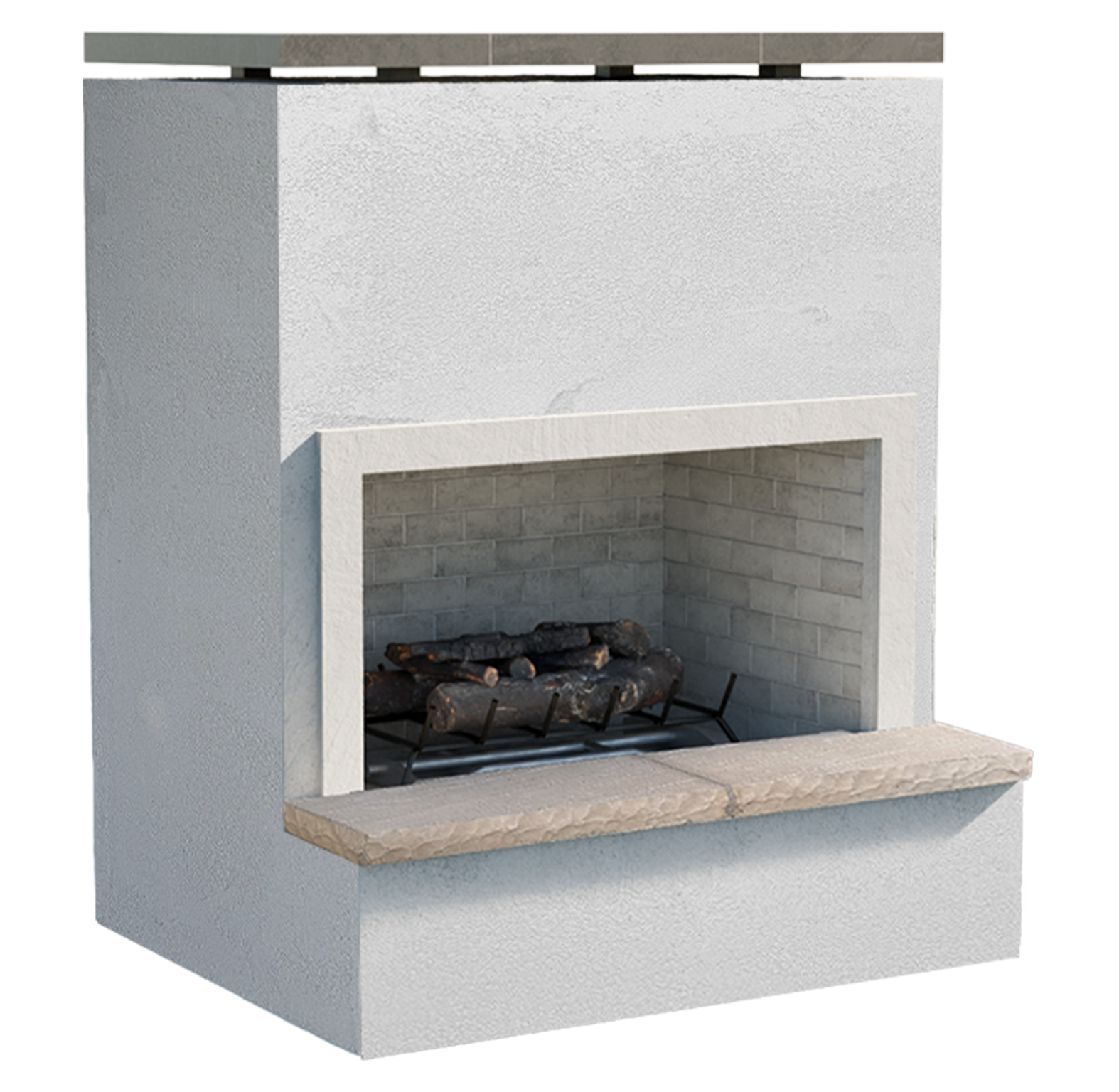 Cal Flame Monterey-Modern Outdoor Gas Fireplace W/ Bottom Mantel FRP-901-2