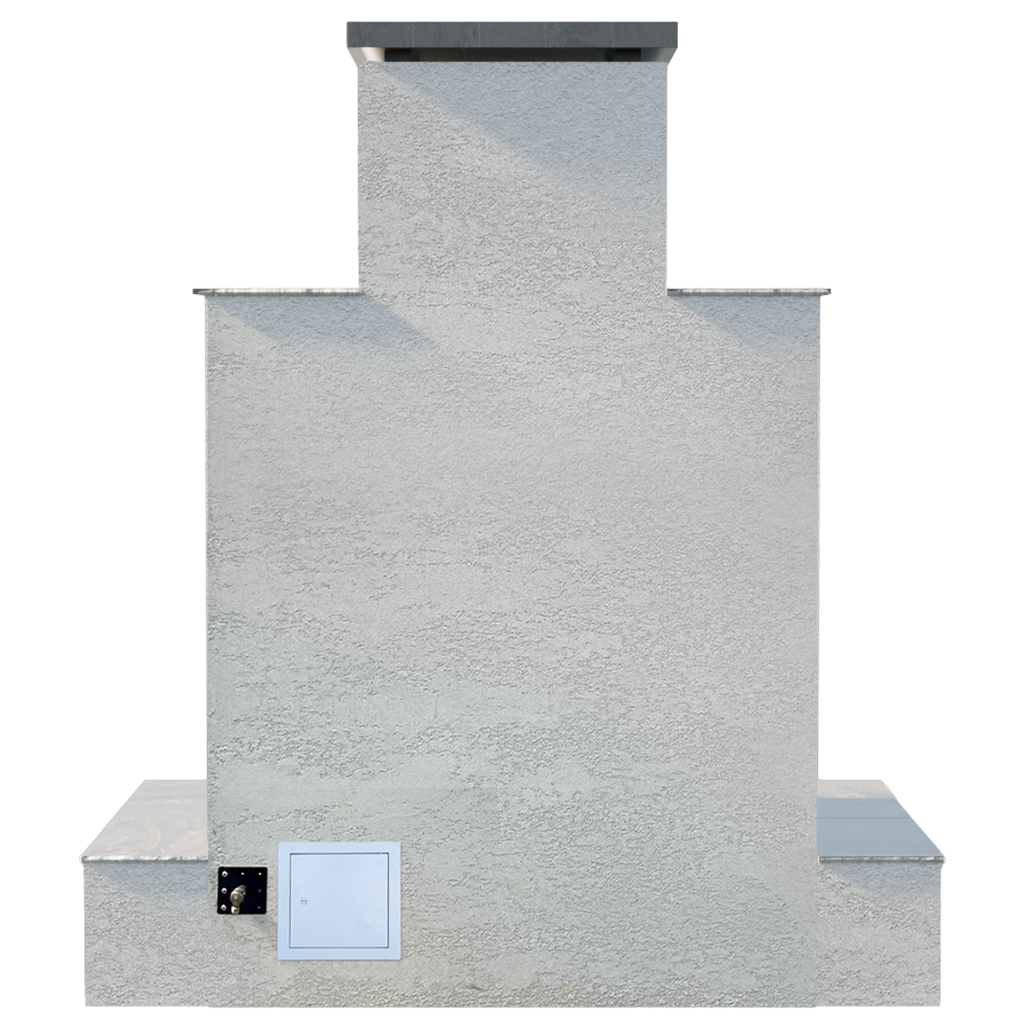 Cal Flame Tahiti-Contemporary Outdoor Gas Fireplace W/ Bottom Wrap-Around Mantel FRP-903-1