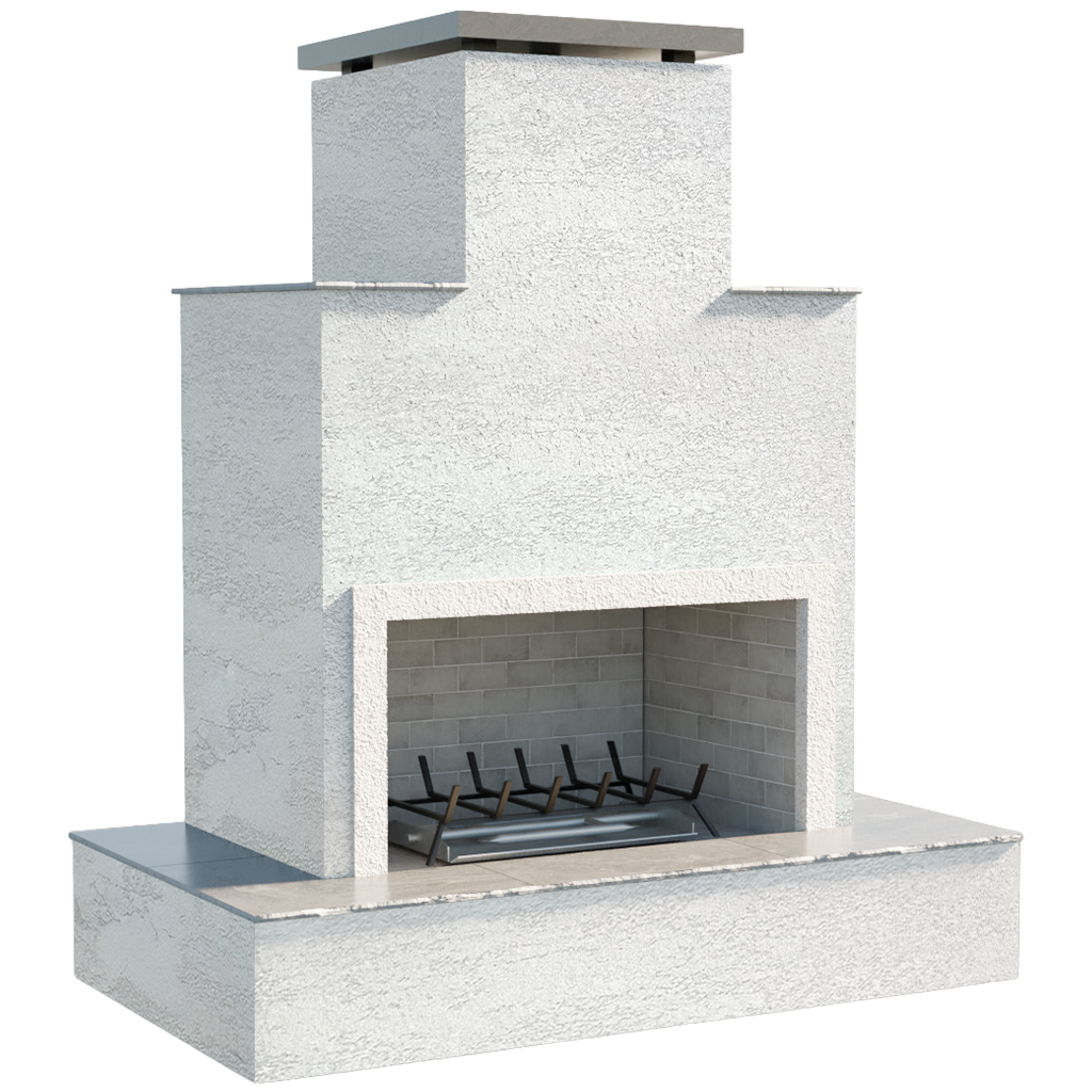 Cal Flame Tahiti-Contemporary Outdoor Gas Fireplace W/ Bottom Wrap-Around Mantel FRP-903-1