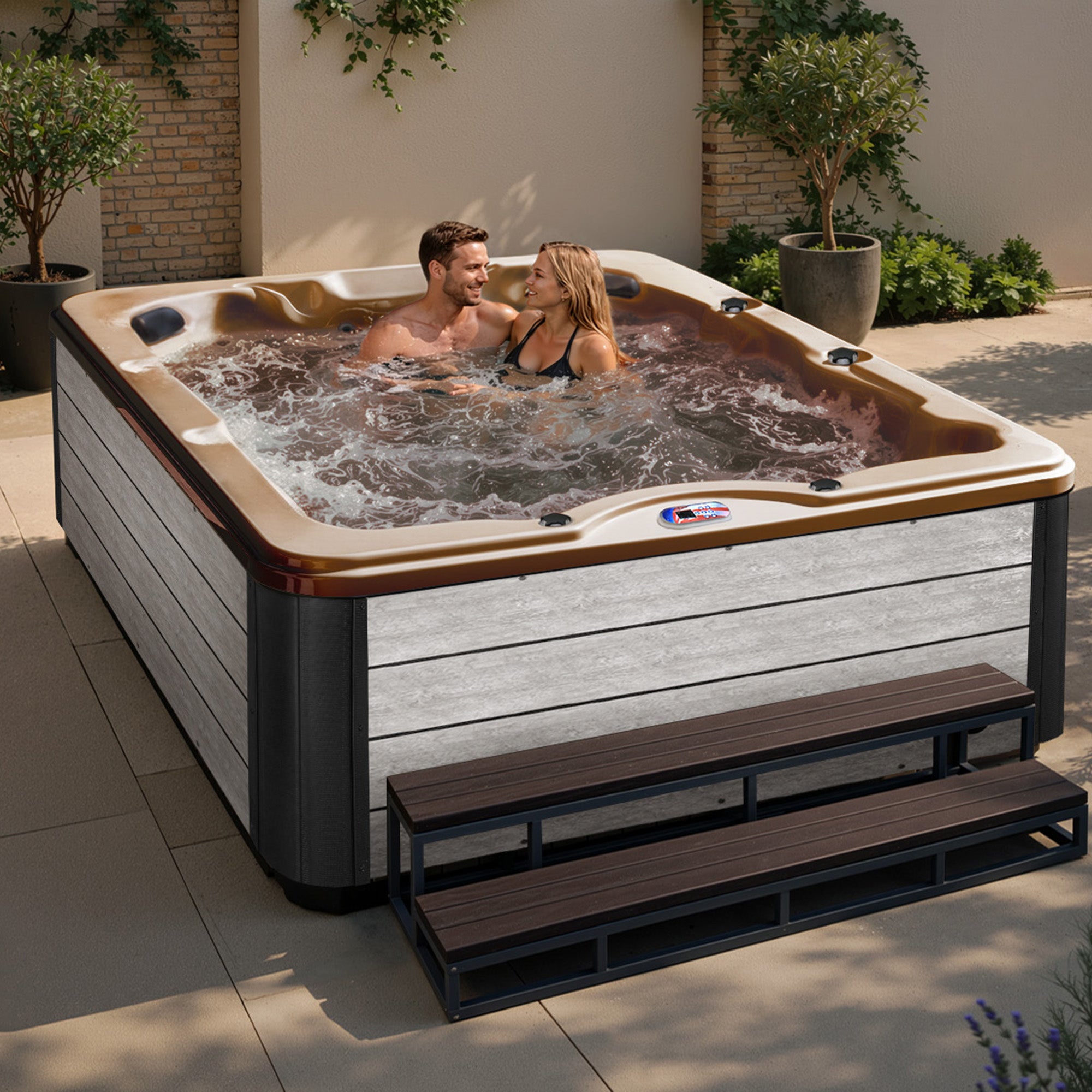 American Spas AMZ740L 6-Person 40-Jet Premium Acrylic Lounger Spa Standard Hot Tub with Ozonator and 5.5kW Heater