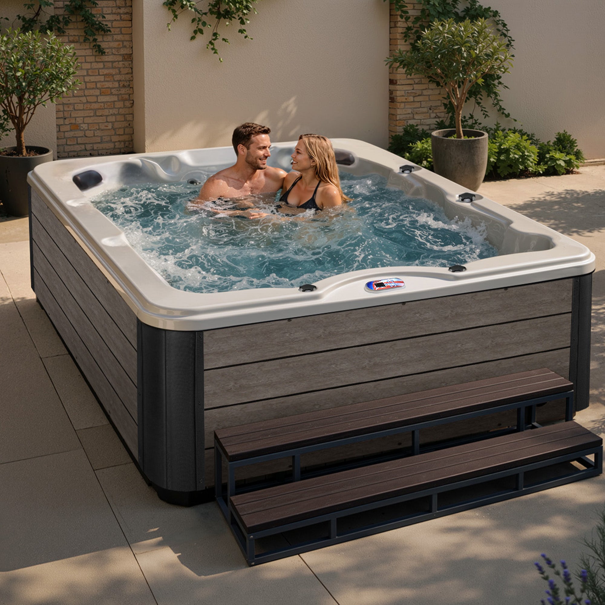 American Spas AMZ740L 6-Person 40-Jet Premium Acrylic Lounger Spa Standard Hot Tub with Ozonator and 5.5kW Heater
