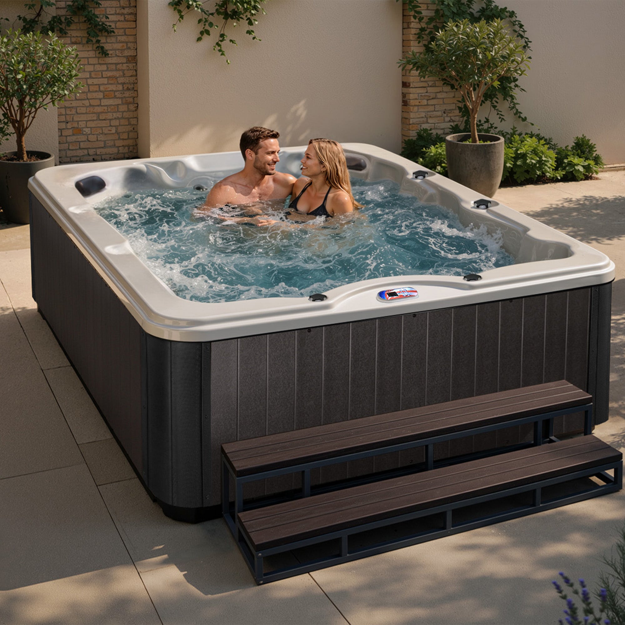 American Spas AMZ740L 6-Person 40-Jet Premium Acrylic Lounger Spa Standard Hot Tub with Ozonator and 5.5kW Heater
