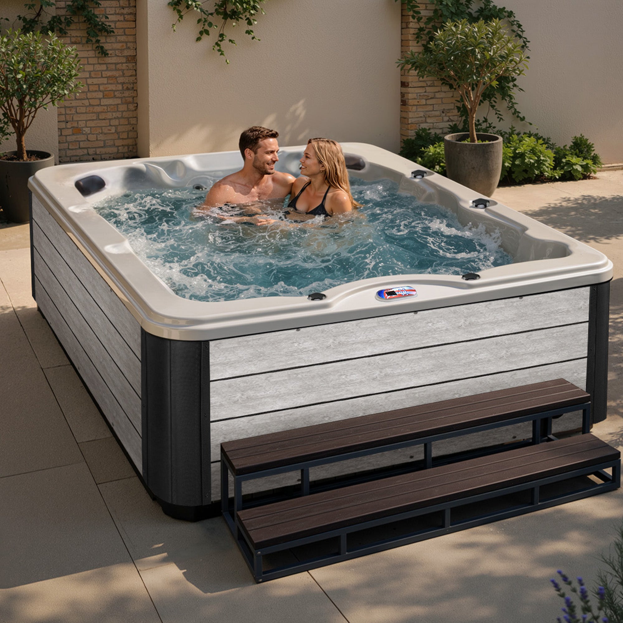 American Spas AMZ740L 6-Person 40-Jet Premium Acrylic Lounger Spa Standard Hot Tub with Ozonator and 5.5kW Heater