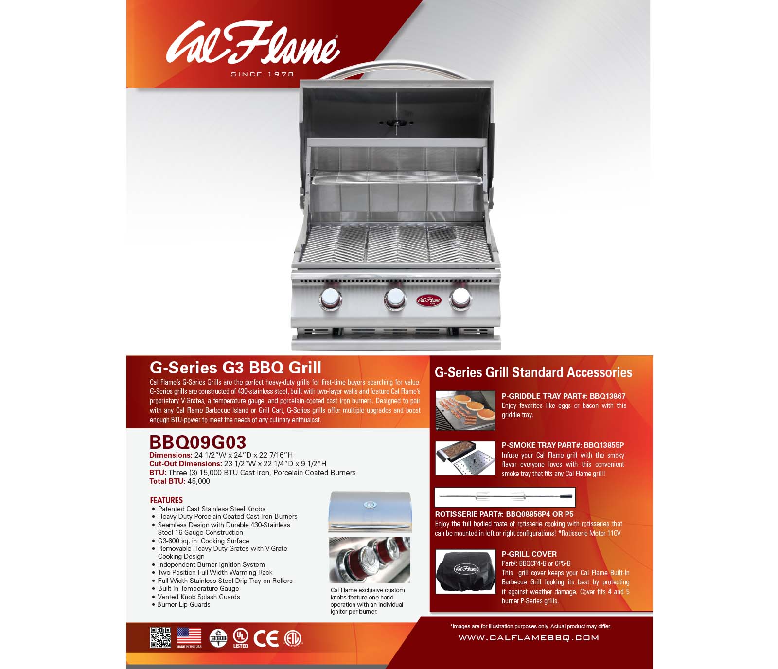 Cal Flame G Series 3 Burner BBQ18G03