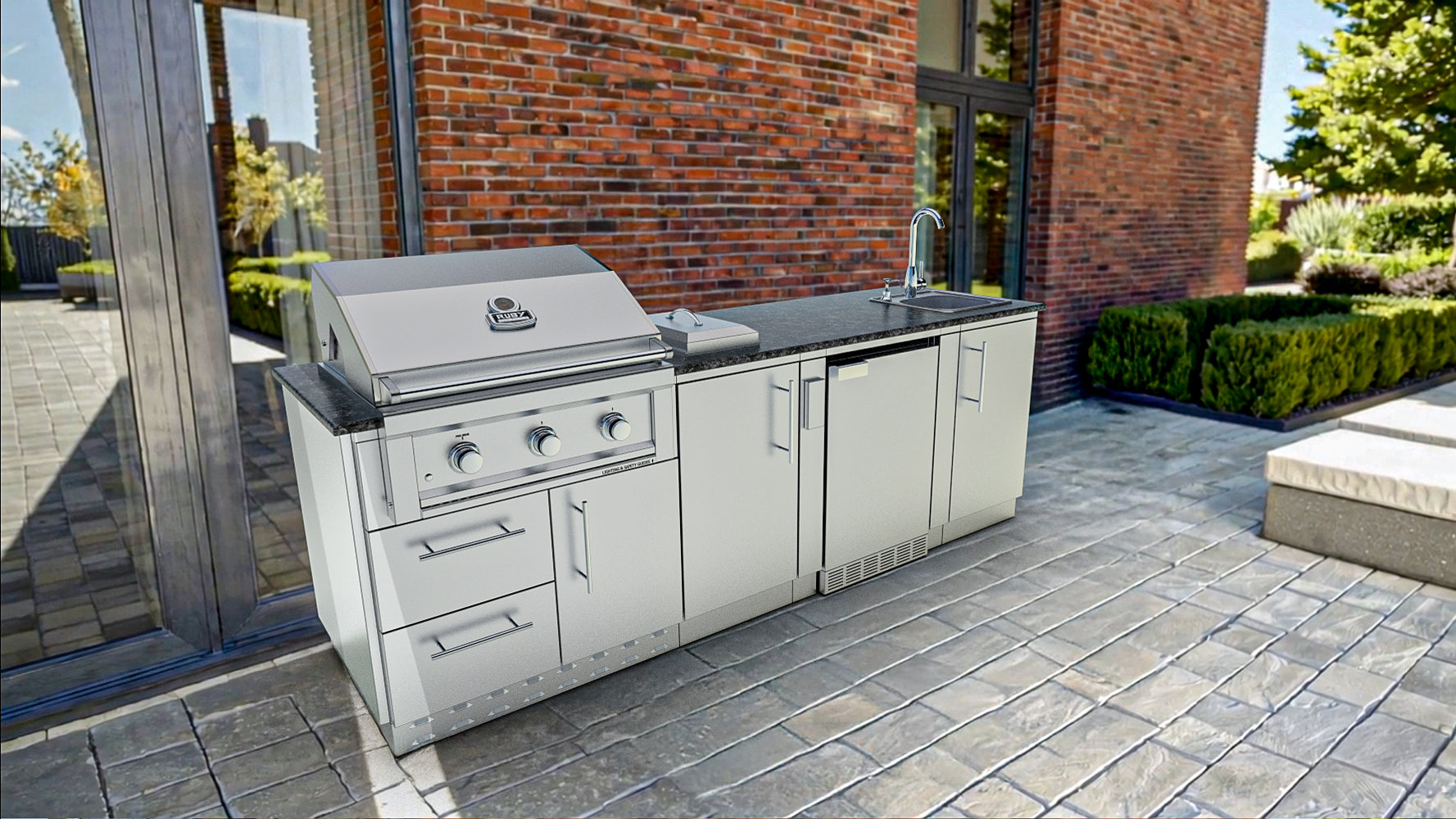 Sunstone Bayou Outdoor Kitchen Island Package 8 Foot 6 Inches