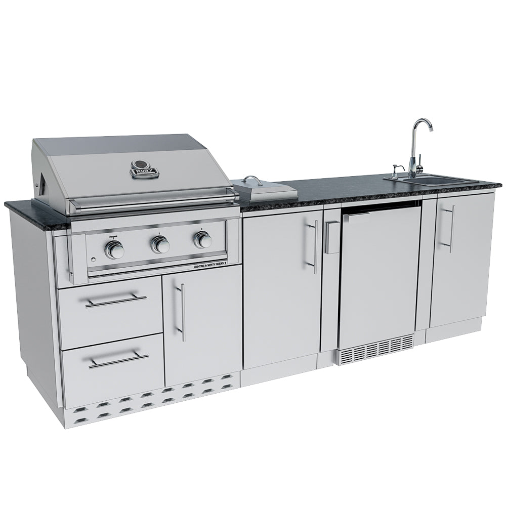 Sunstone Bayou Outdoor Kitchen Island Package 8 Foot 6 Inches