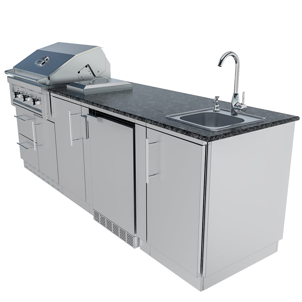 Sunstone Bayou Outdoor Kitchen Island Package 8 Foot 6 Inches
