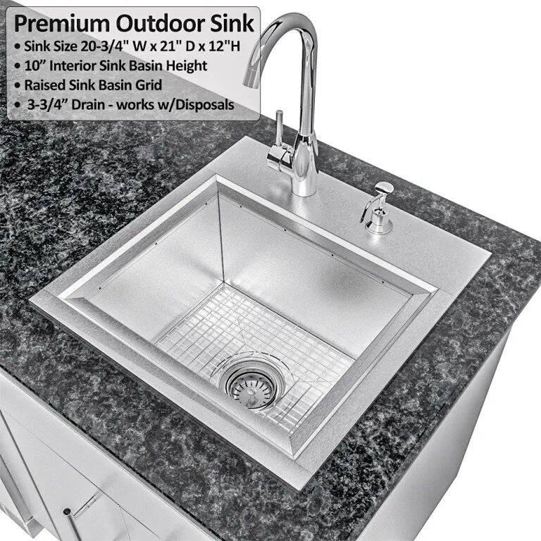 Sunstone THE DALLAS 14 Foot Outdoor Cabinet Island Package with the Largest Gas Hybrid Charcoal Grill