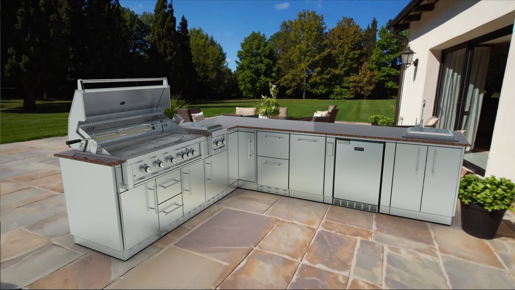 Sunstone The Rancher Outdoor Kitchen Package L Shaped