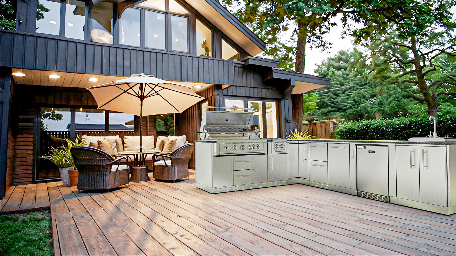 Sunstone The Rancher Outdoor Kitchen Package L Shaped