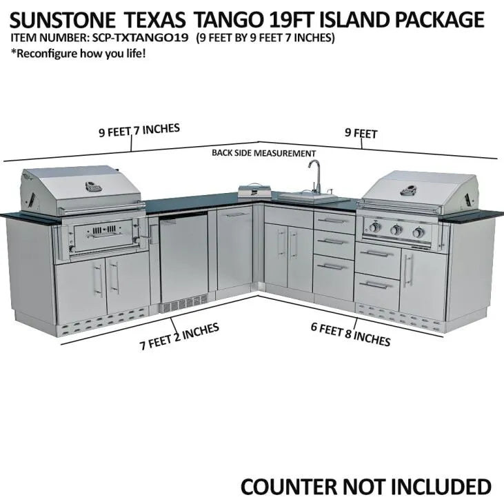 Sunstone Texas Tango Outdoor Kitchen Island Package 19 Feet