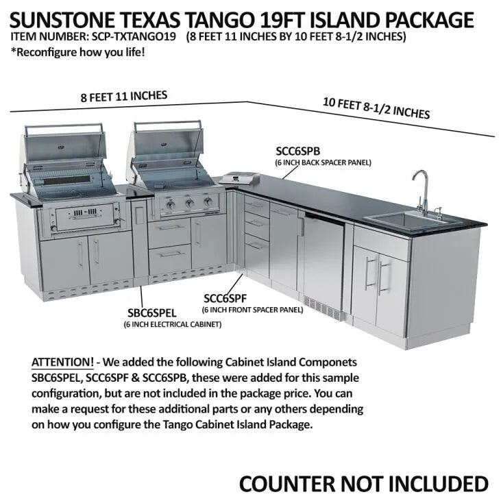 Sunstone Texas Tango Outdoor Kitchen Island Package 19 Feet