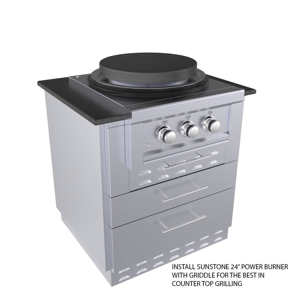 Sunstone 30" Kamado Hybrid Grill Base Cabinet & Sunstone Power Cirque SUN24PCB - SAC30KBDC