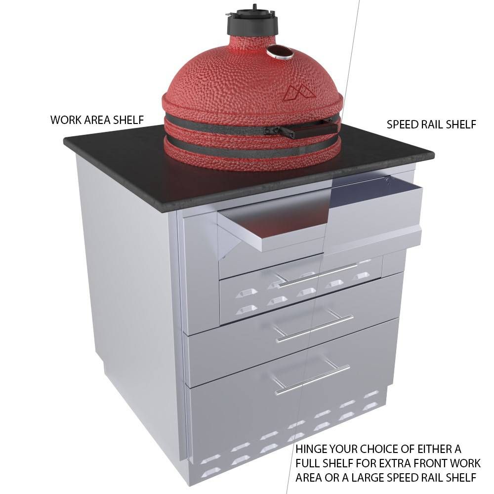 Sunstone 30" Kamado Hybrid Grill Base Cabinet & Sunstone Power Cirque SUN24PCB - SAC30KBDC