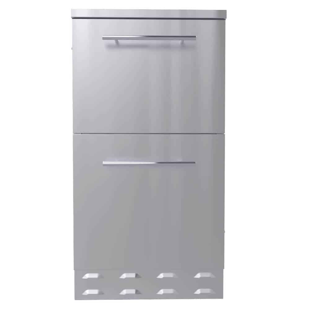Sunstone 18"Combo Paper Towel Holder/Cutlery Drawer with Cutting Board & Insulated Ice Chest Dry Storage Drawer with Drain - SBC18DPIC