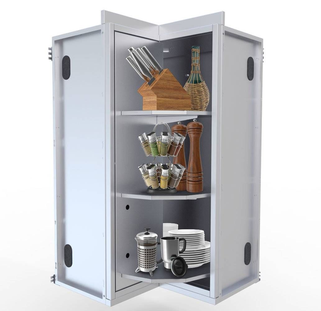Sunstone 12" x 12" Full Height 360 Swivel Door Corner Cabinet w/Three Shelves - SWC12SLS