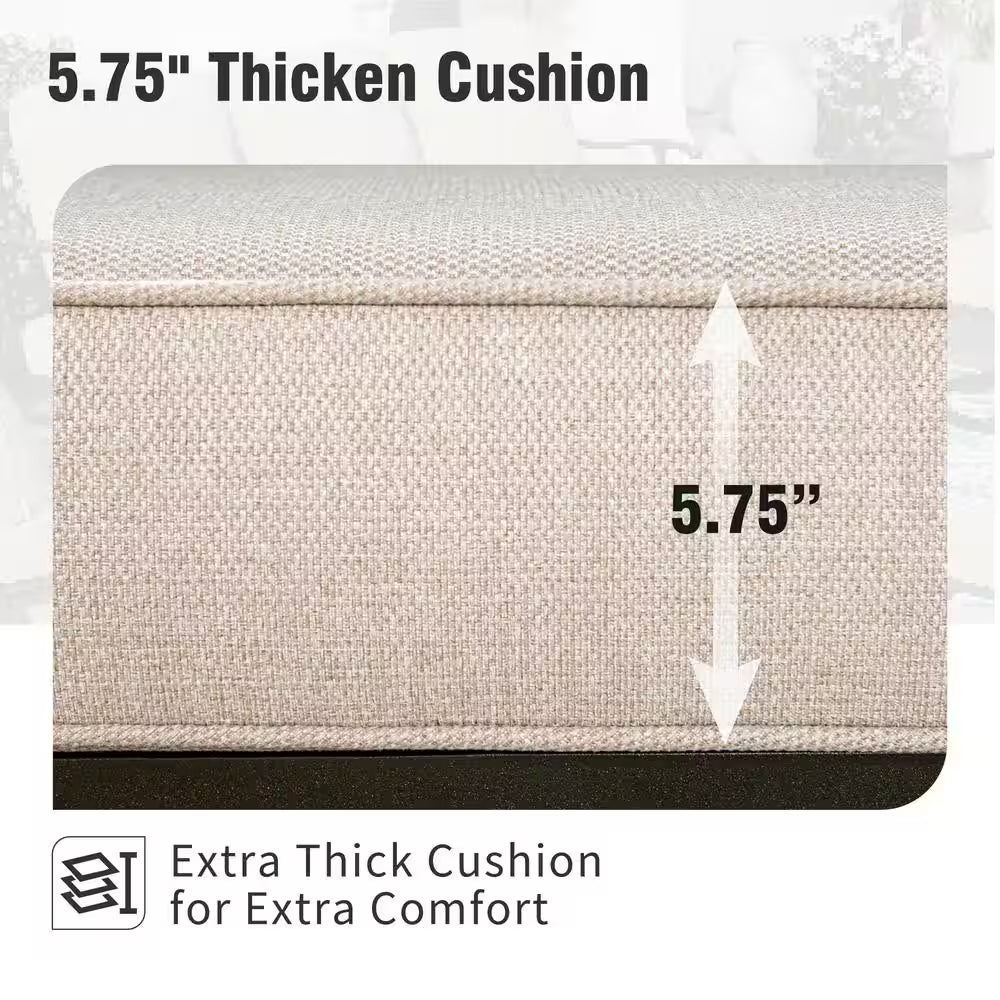 Metal 5 Seat 4-Piece Steel Outdoor Patio Conversation Set with Rocking Chairs, Beige Cushions and Marble Pattern Table