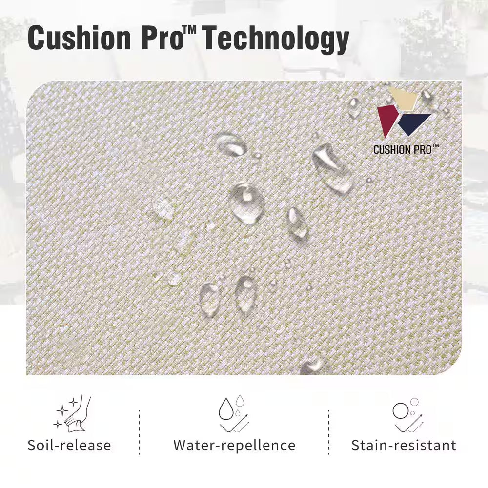 Metal 5 Seat 4-Piece Steel Outdoor Patio Conversation Set with Rocking Chairs, Beige Cushions and Marble Pattern Table