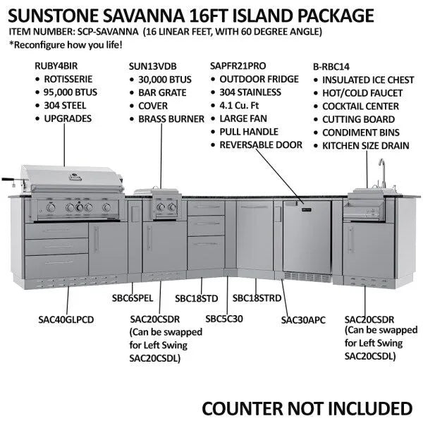 Sunstone THE SAVANNA 16FT Outdoor Cabinet Package with 60° Angle