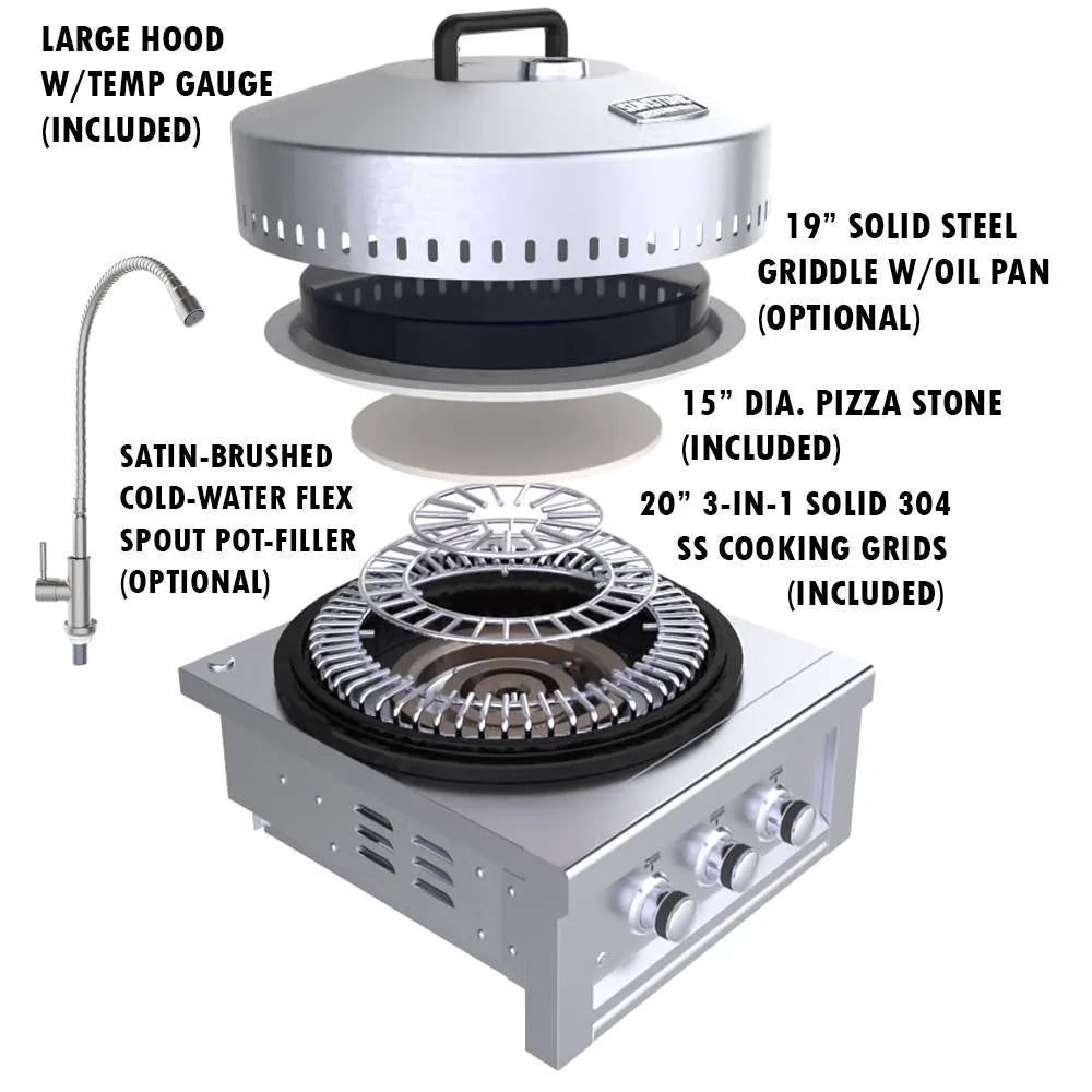 Sunstone 24″ Power Cirque Flat‑Top Griller Package