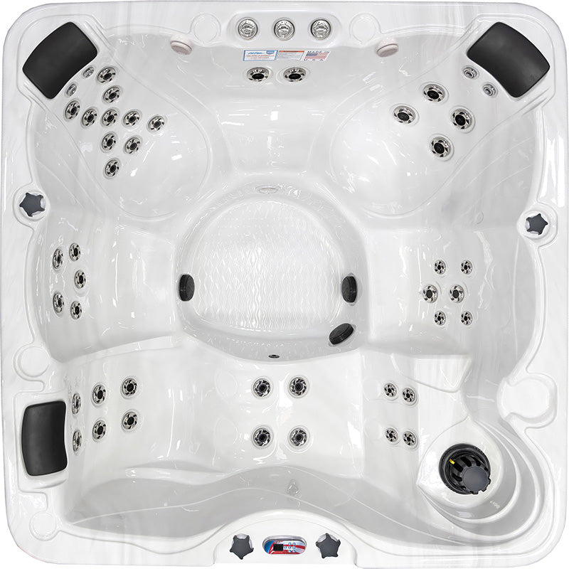 American Spas AMZ745L 6-Person 45-Jet Premium Acrylic Lounger Spa Standard Hot Tub with Ozonator and Bluetooth Sound System