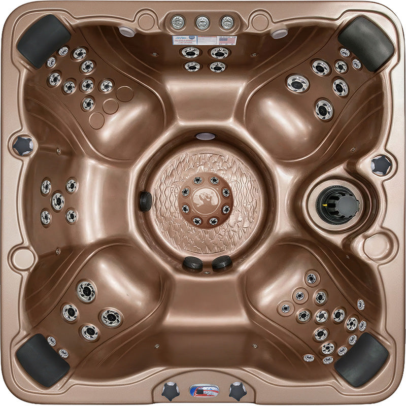 American Spas AMZ756B 7-Person 56-Jet Premium Acrylic Bench Spa Standard Hot Tub with Bluetooth Sound System and LED Waterfall