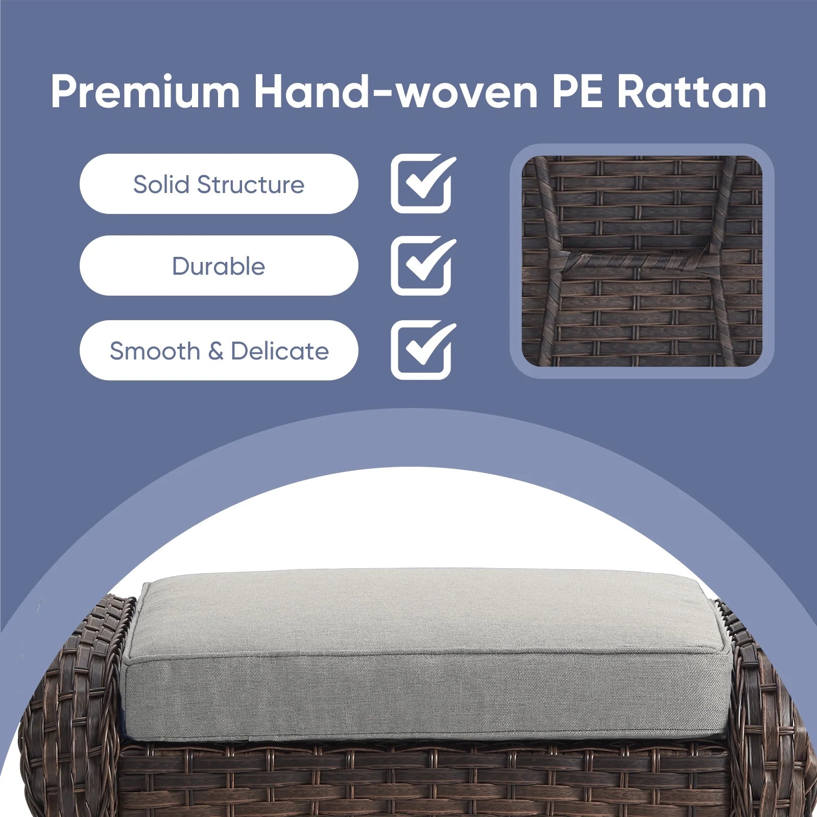 7 Piece Outdoor Patio Furniture Set, Patio Furniture Set with Fire Pit Table Rattan Wicker Patio Furniture Set, Brown Wicker & Beige Cushion