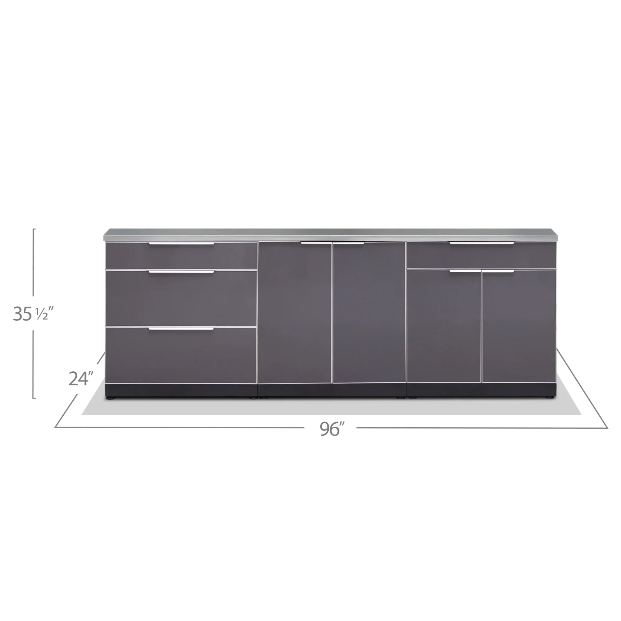 Newage Products Outdoor Kitchen 4 Piece Cabinet Set in Slate Gray with Countertops