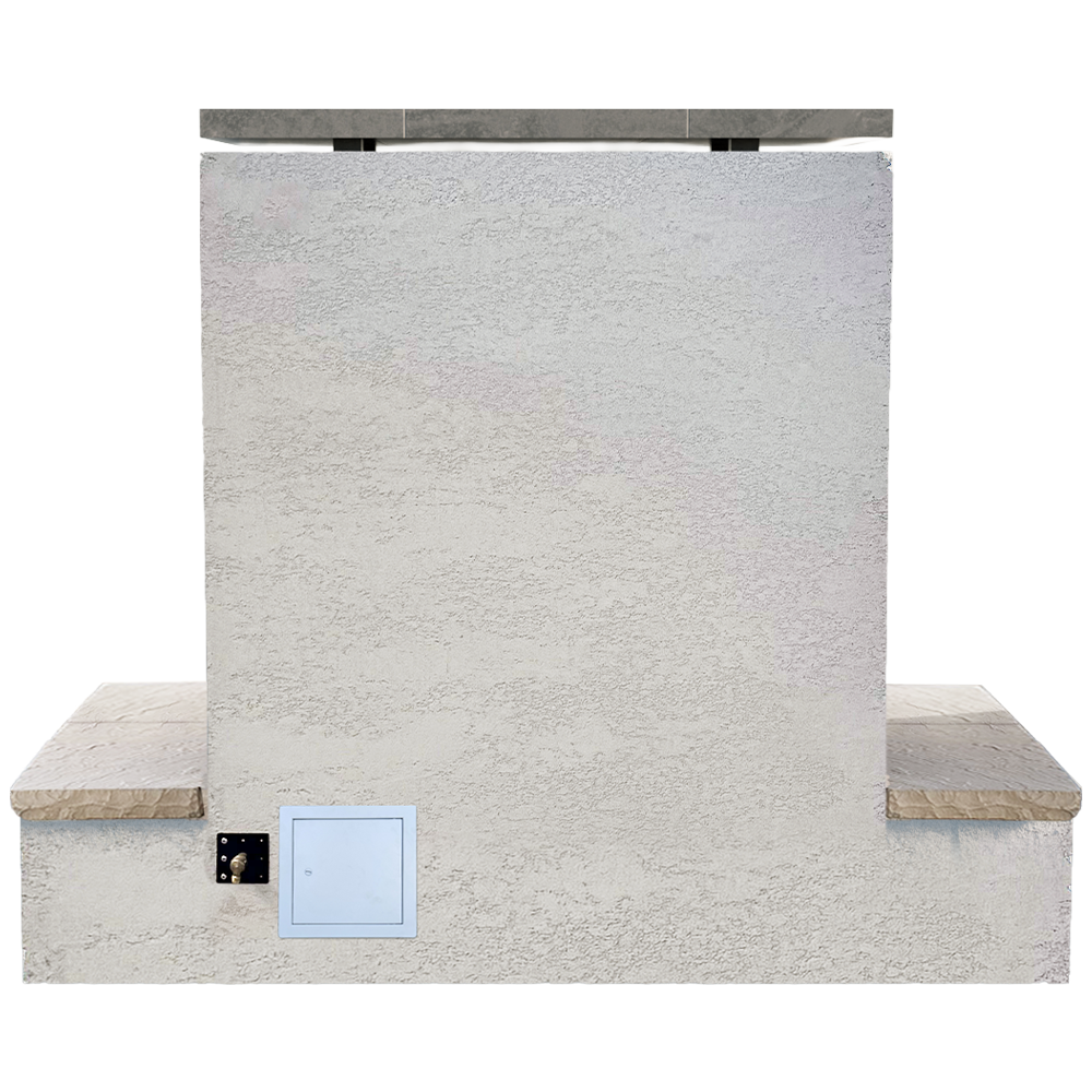 Cal Flame Sahara-Modern Outdoor Gas Fireplace w/ Wrap-Around Mantel FRP-901-3