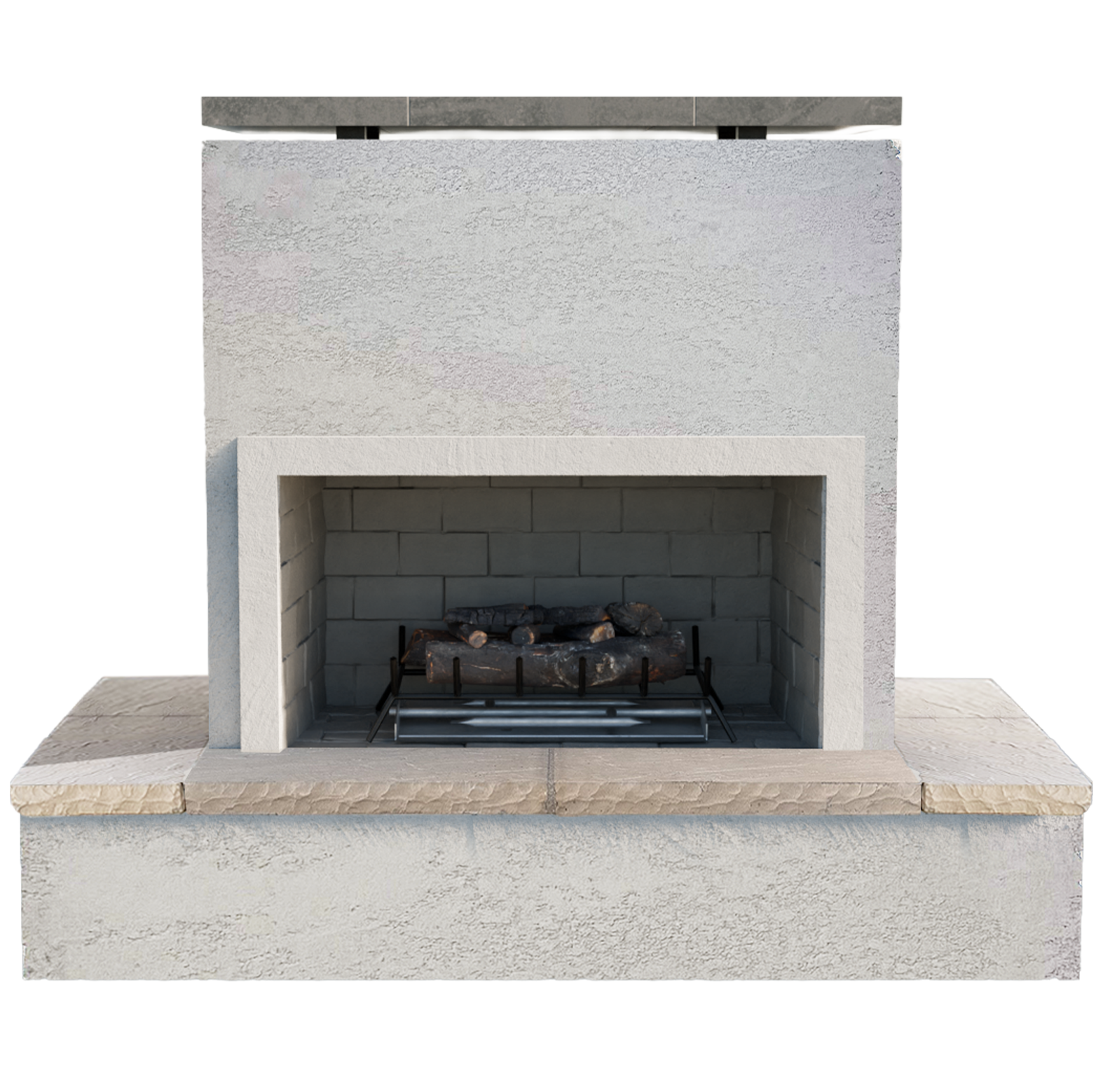 Cal Flame Sahara-Modern Outdoor Gas Fireplace w/ Wrap-Around Mantel FRP-901-3