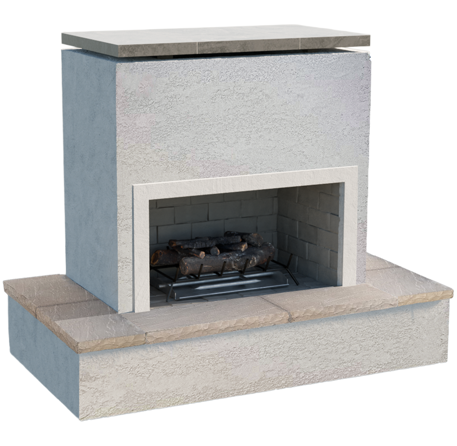 Cal Flame Sahara-Modern Outdoor Gas Fireplace w/ Wrap-Around Mantel FRP-901-3