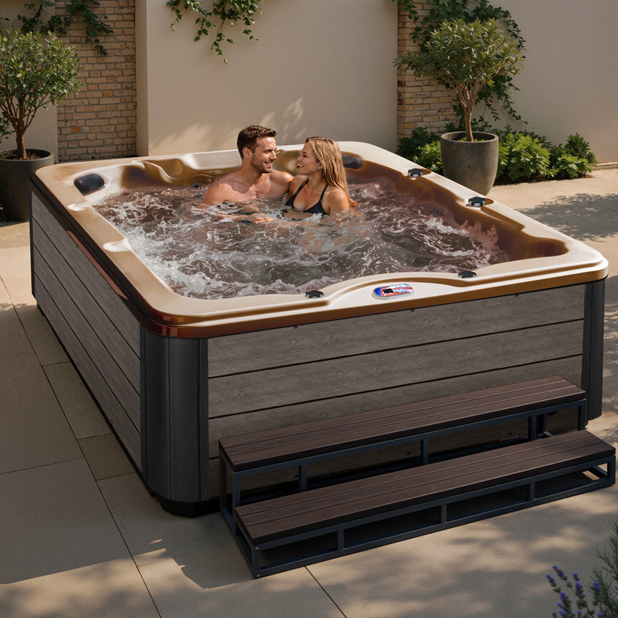 American Spas AMZ740L 6-Person 40-Jet Premium Acrylic Lounger Spa Standard Hot Tub with Ozonator and 5.5kW Heater