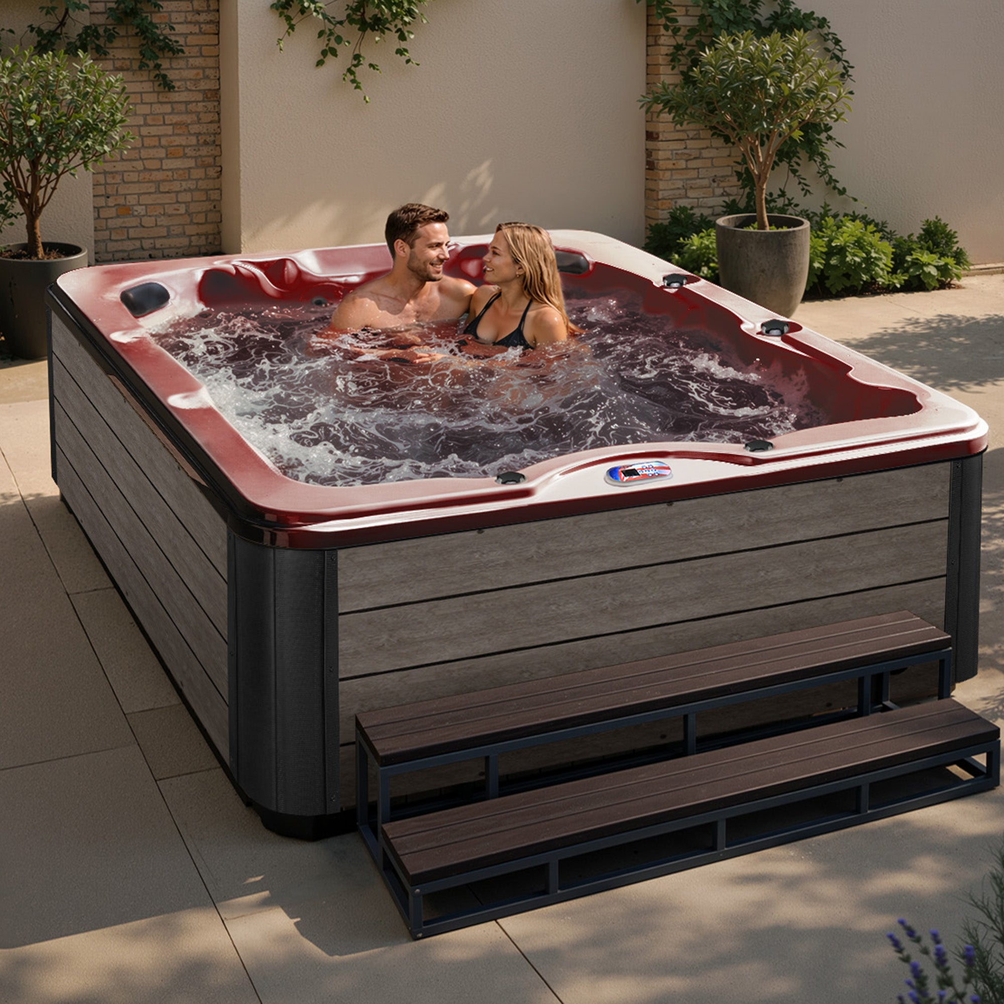 American Spas AMZ740L 6-Person 40-Jet Premium Acrylic Lounger Spa Standard Hot Tub with Ozonator and 5.5kW Heater