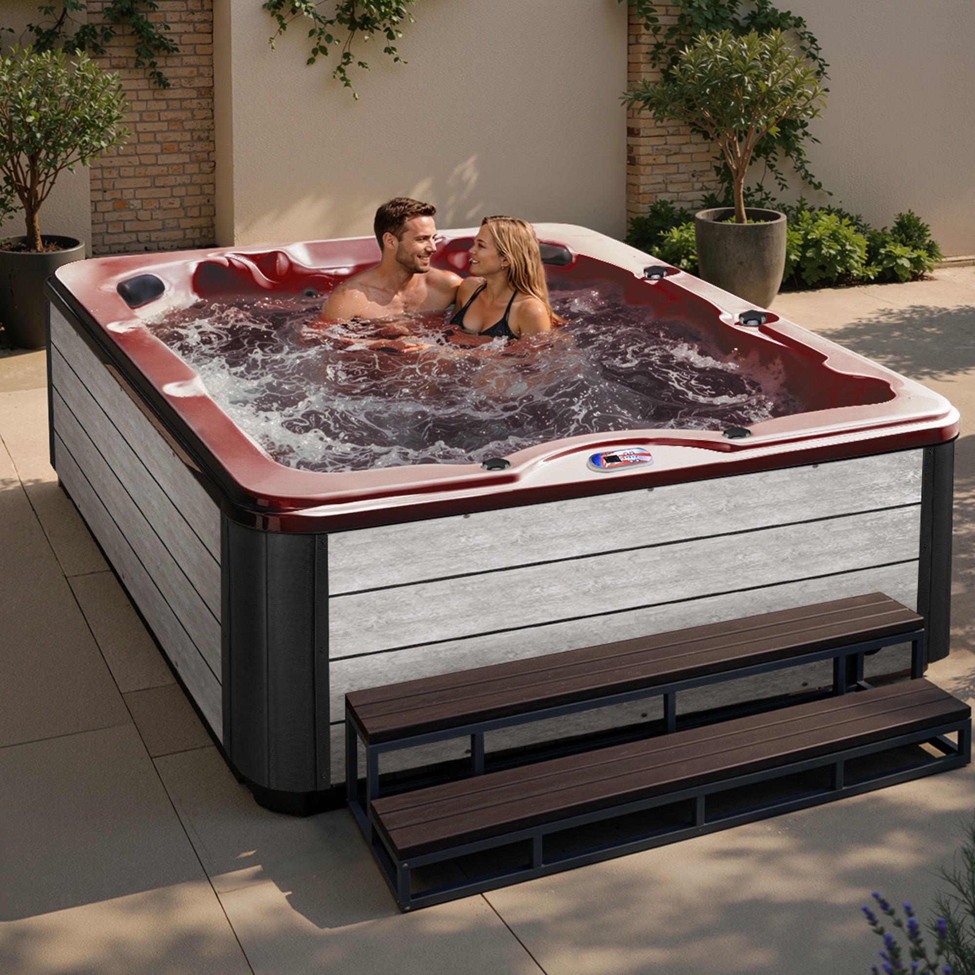 American Spas AMZ740L 6-Person 40-Jet Premium Acrylic Lounger Spa Standard Hot Tub with Ozonator and 5.5kW Heater