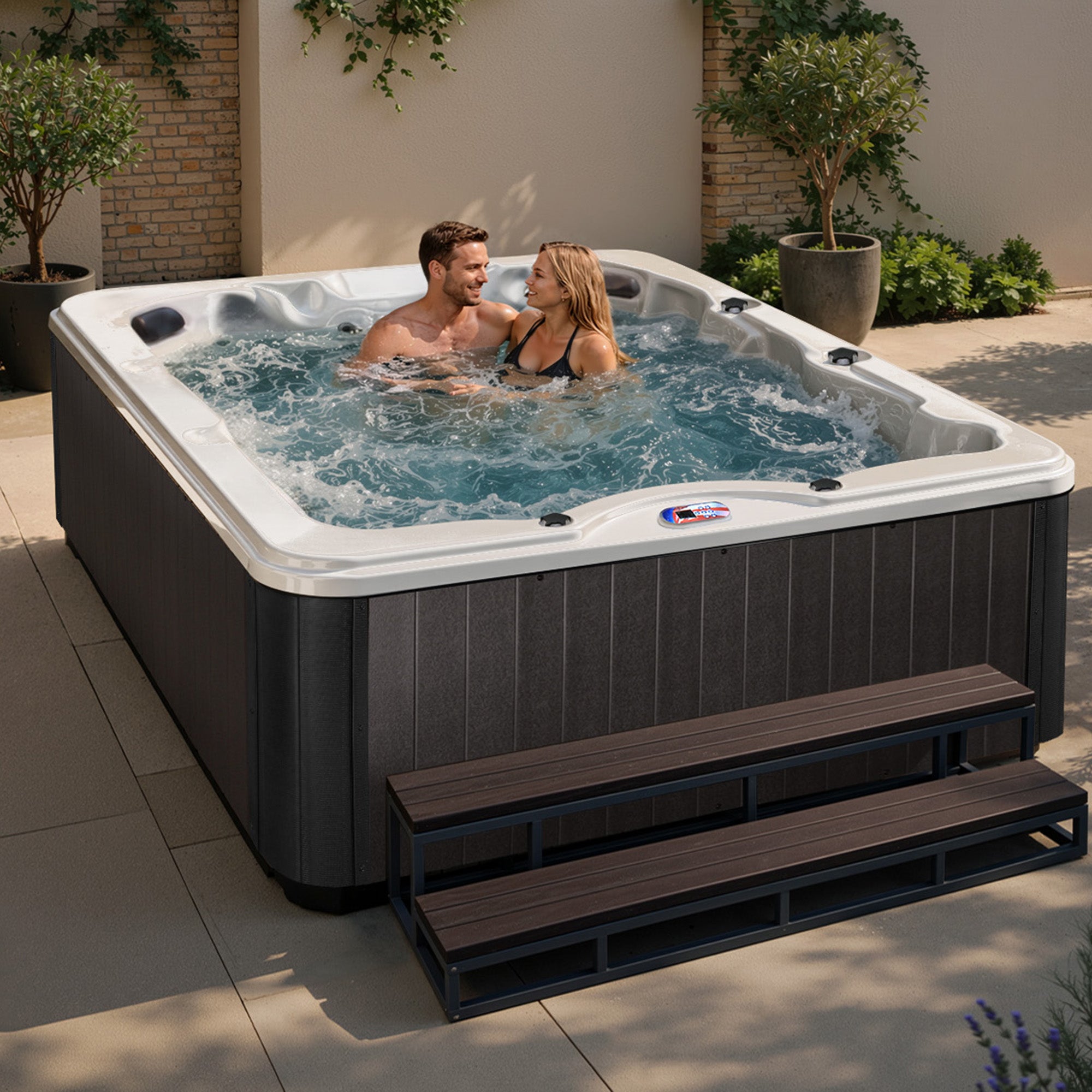 American Spas AMZ740L 6-Person 40-Jet Premium Acrylic Lounger Spa Standard Hot Tub with Ozonator and 5.5kW Heater