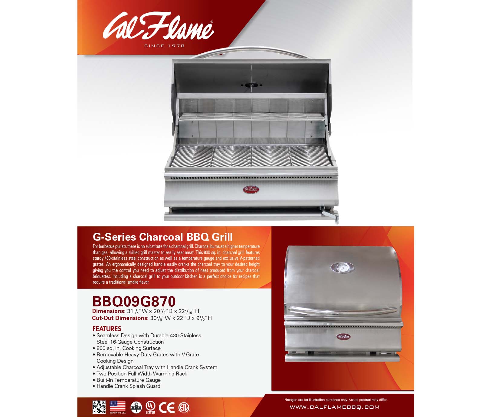 Cal Flame G Series Charcoal BBQ18G870