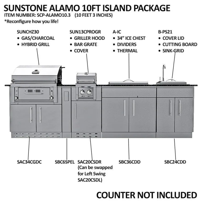Sunstone THE ALAMO 10 Foot Outdoor Cabinet Island Package
