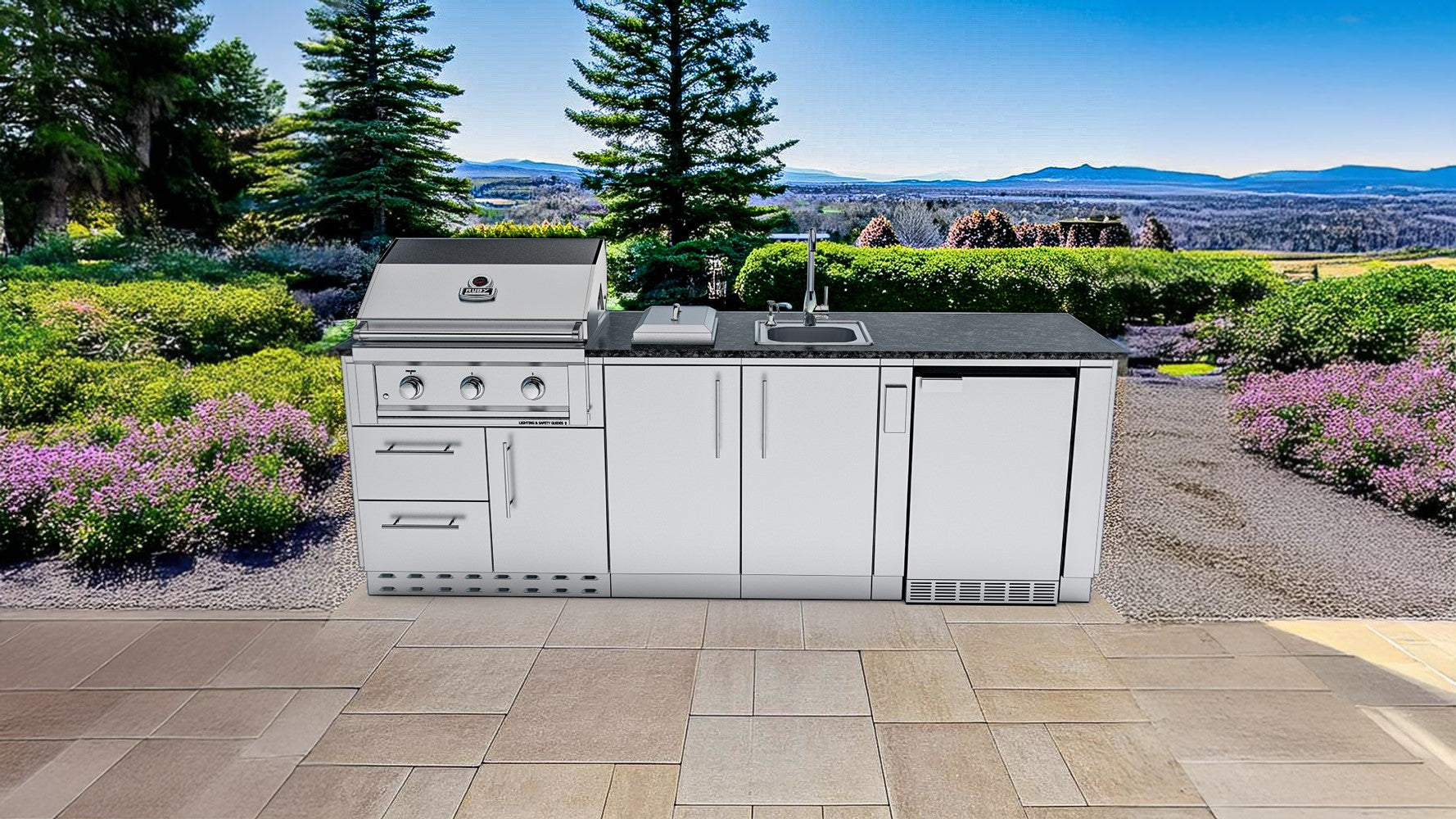 Sunstone Bayou Outdoor Kitchen Island Package 8 Foot 6 Inches
