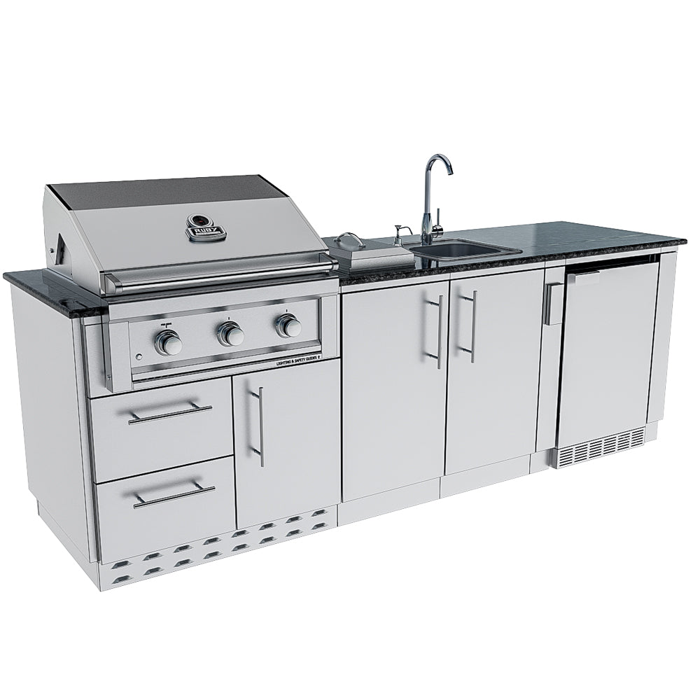 Sunstone Bayou Outdoor Kitchen Island Package 8 Foot 6 Inches