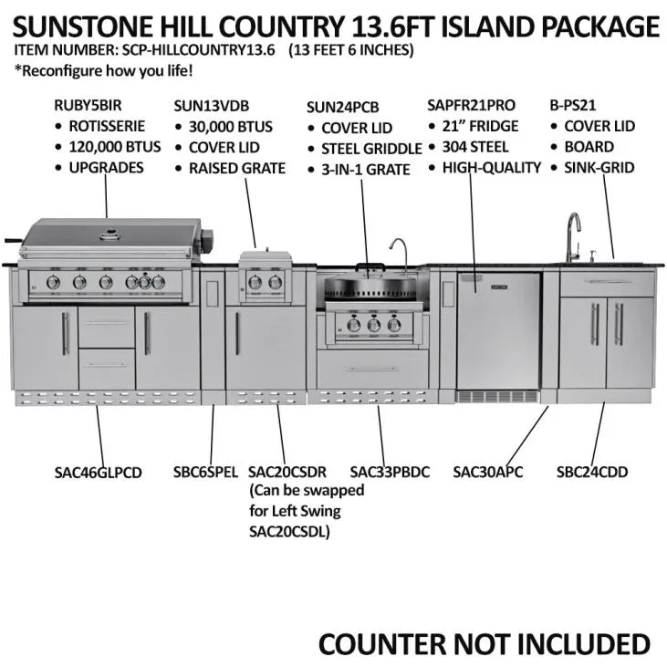 Sunstone THE HILL COUNTRY 13 Foot 6 Island Package