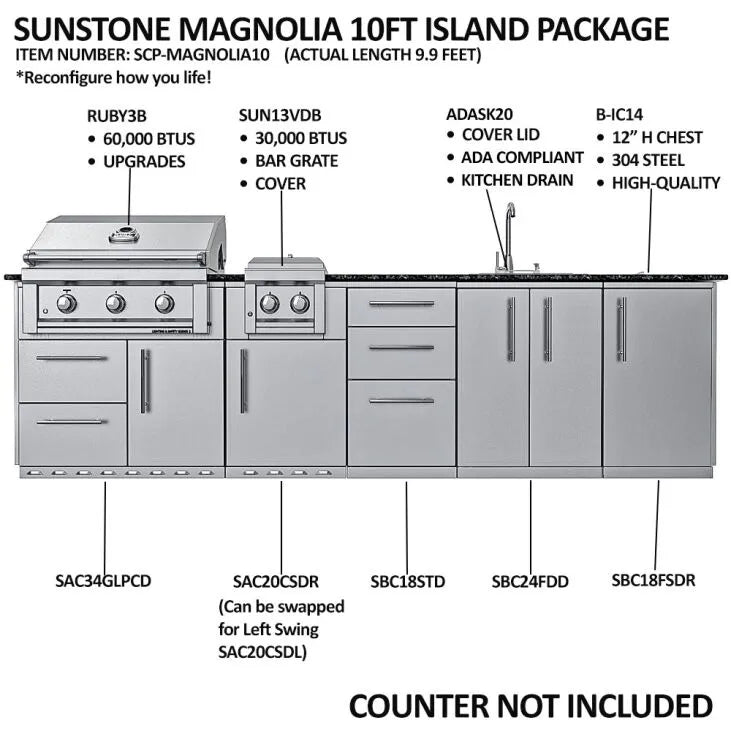 Sunstone THE MAGNOLIA 10FT Cabinet Island Package