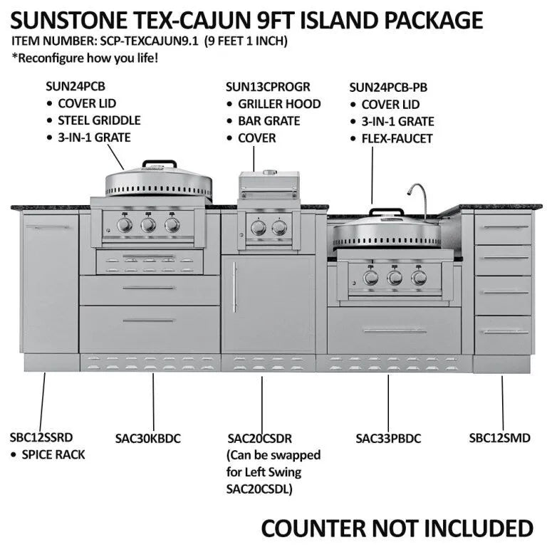 Sunstone TexCajun Outdoor Kitchen Island Package