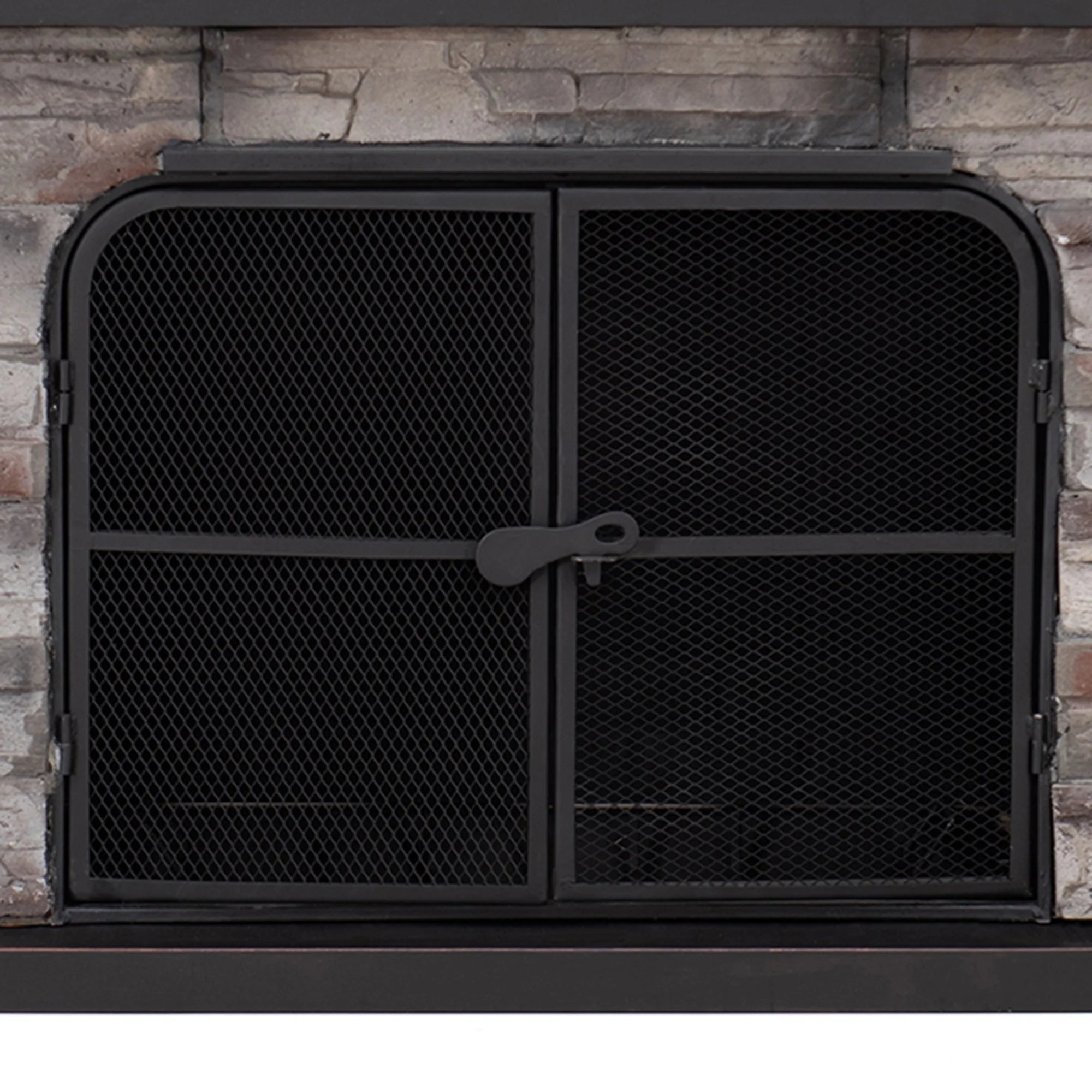 Outdoor 48 Inch Steel Wood Burning Stone Fireplace with Fire Poker and Removable Grate