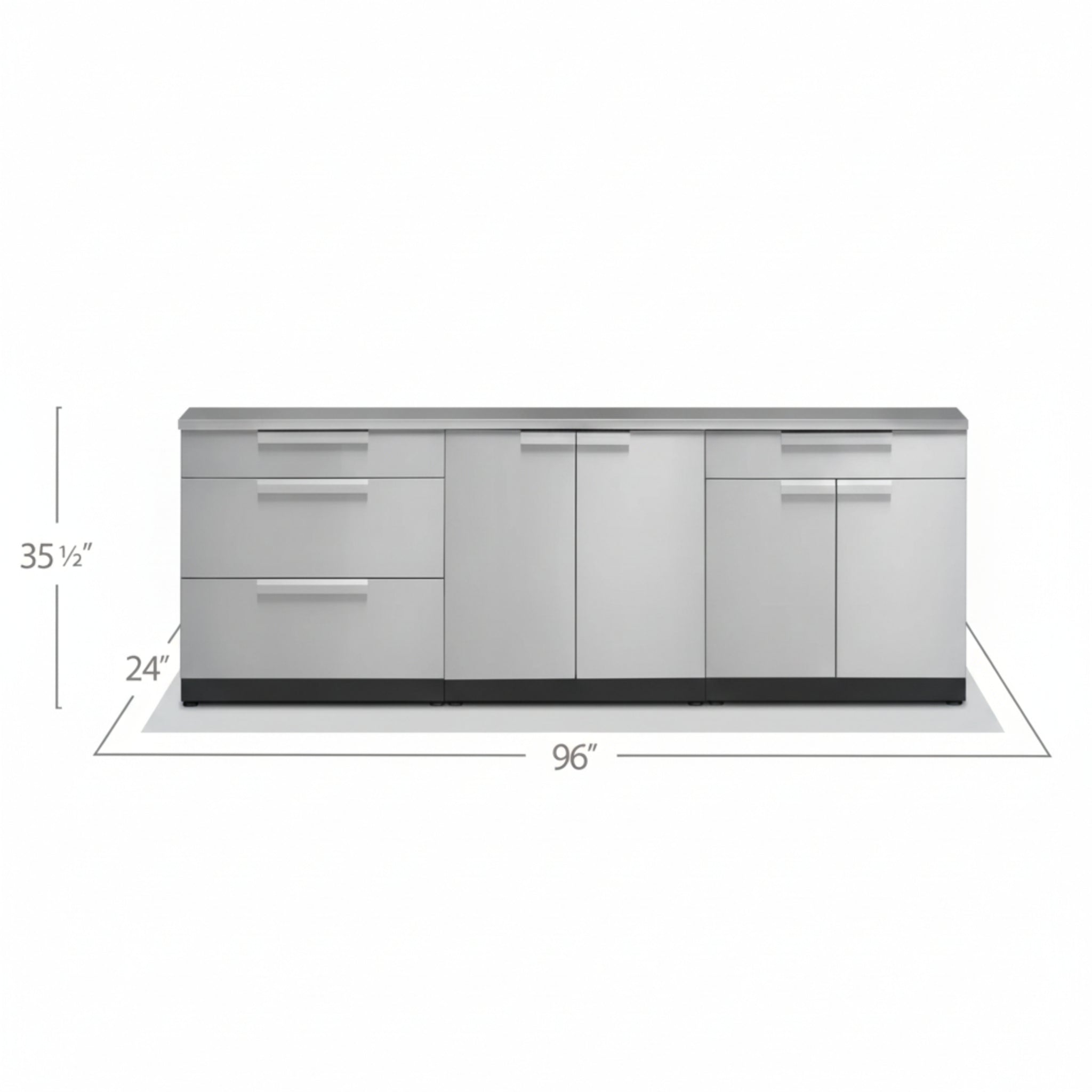 Newage Products Outdoor Kitchen 4 Piece Cabinet Set in Stainless Steel with Countertop and Covers