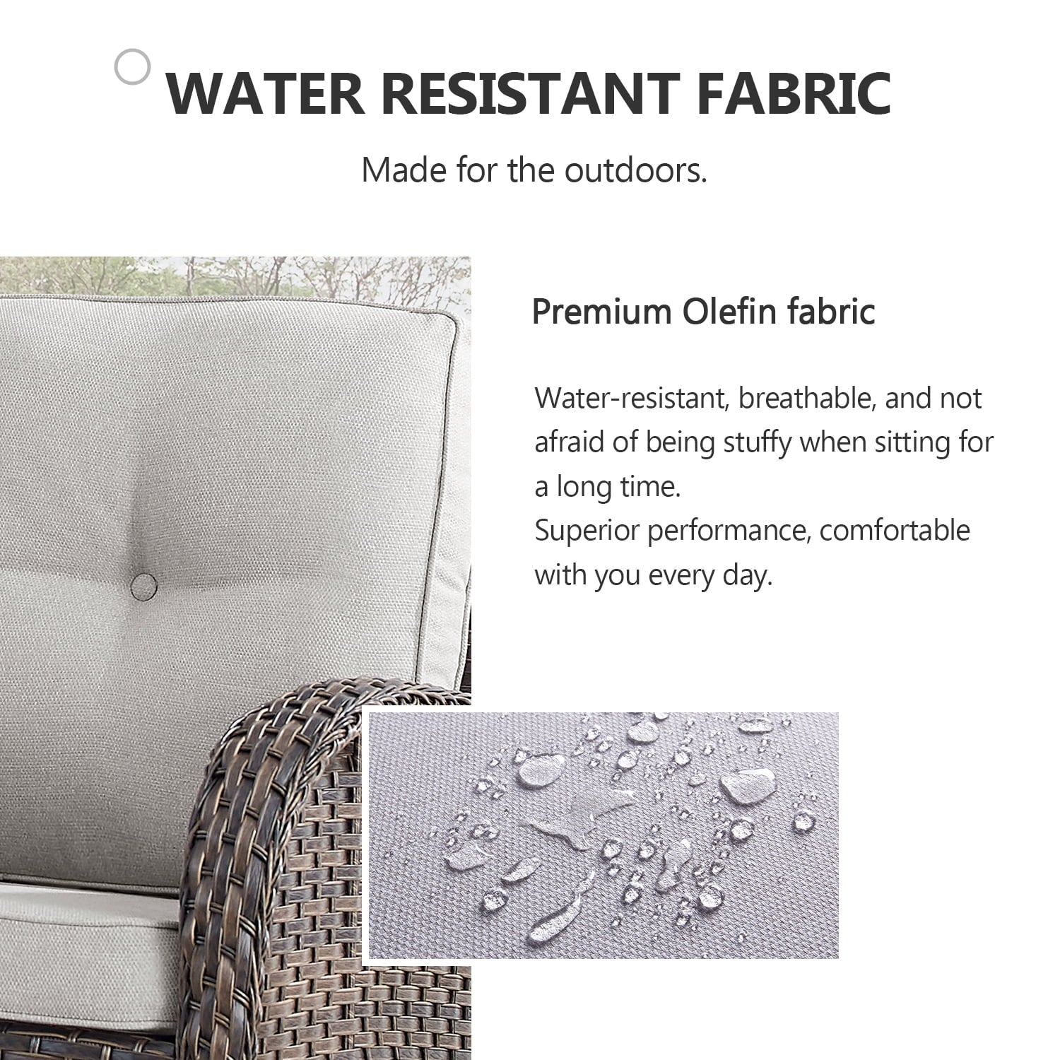 7 Piece Outdoor Patio Furniture Set, Patio Furniture Set with Fire Pit Table Rattan Wicker Patio Furniture Set, Brown Wicker & Beige Cushion